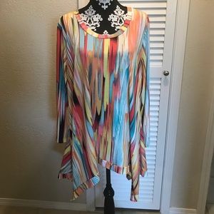 Colorful Slight Shark Hem Sides Top Sunny Leigh